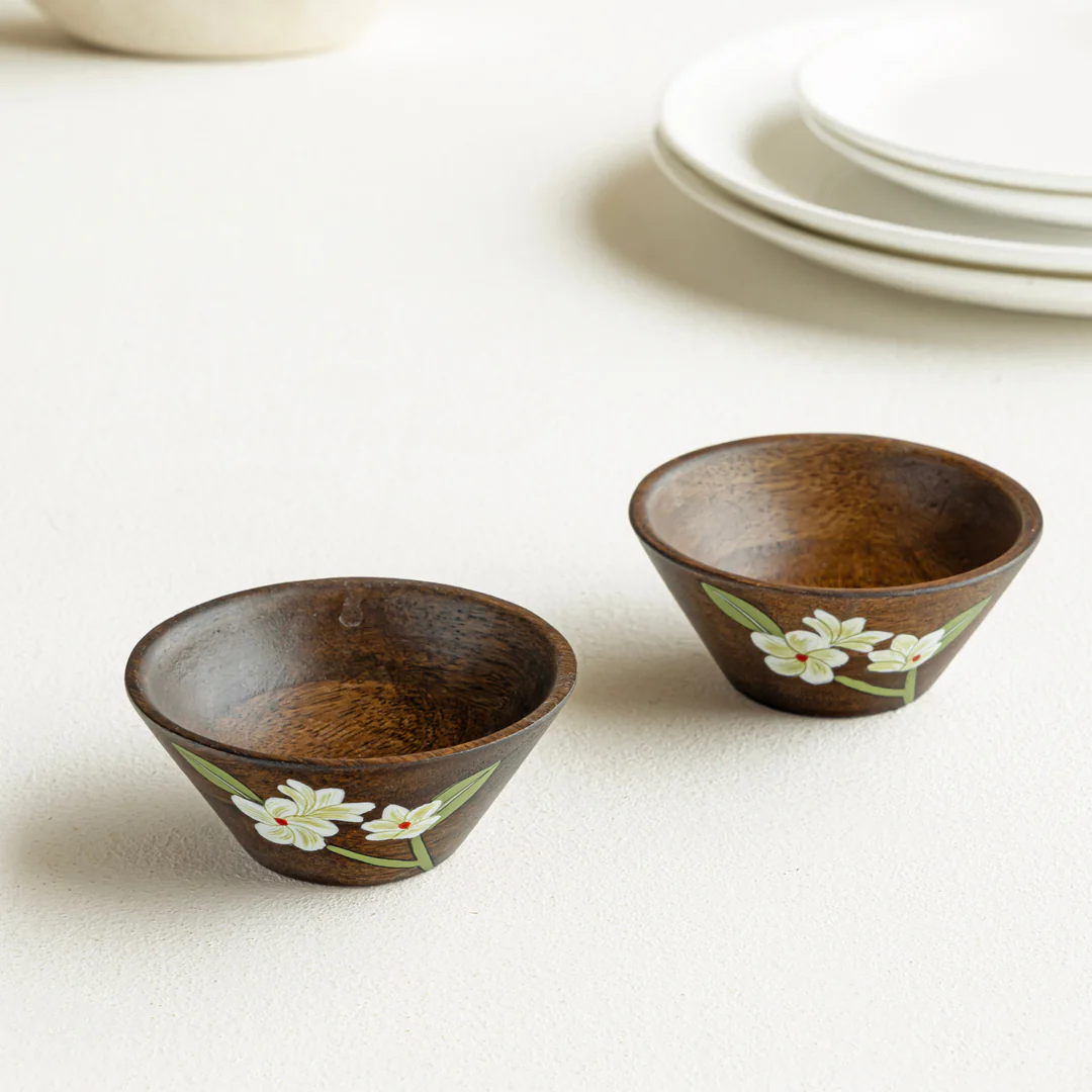 bella mango wood dip bowls (set of 2) bella mango wood dip bowls (set of 2)