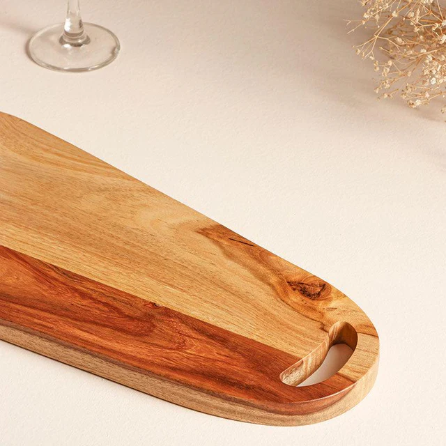 asymmetric sheesham wood platter cum cheese board
