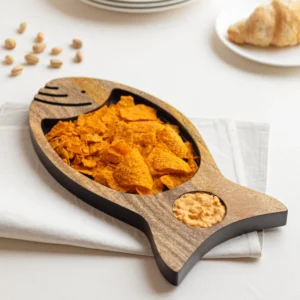 mango wood fish chip and dip platter