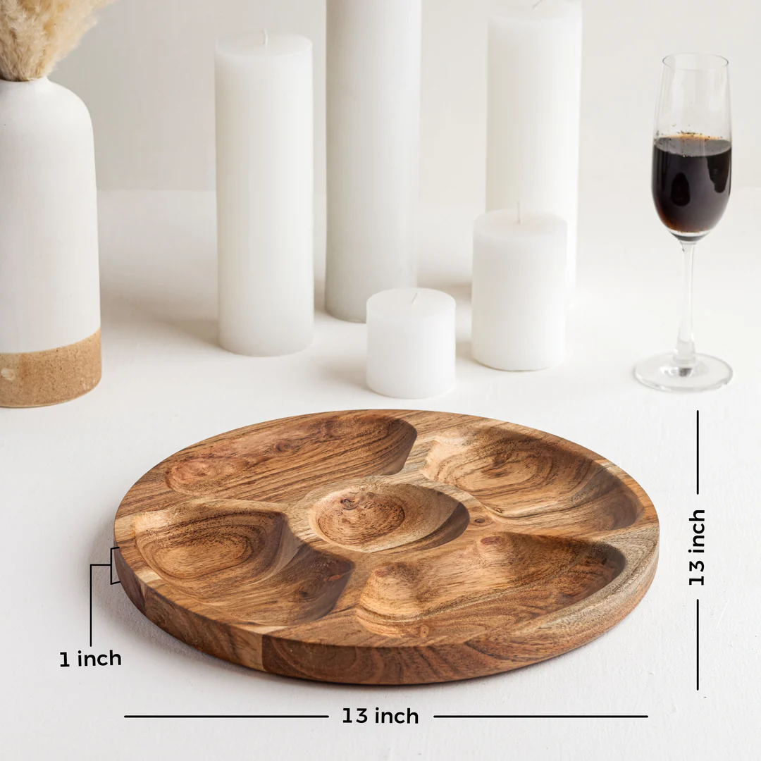 round acacia wood snack serving platter cum tray round acacia wood snack serving platter cum tray