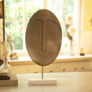 abstract wooden face sculpture