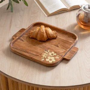 aurelia wooden small tray with brass inlay