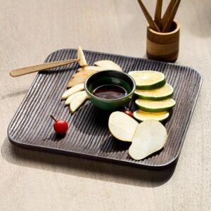 dark finish square wooden tray